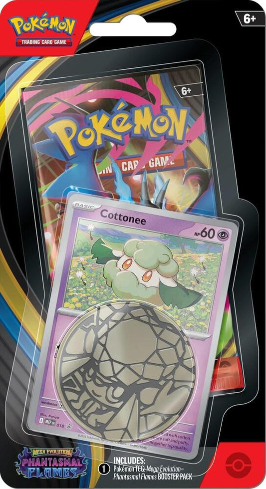 Pokémon TCG: Mega Evolution – Phantasmal Flames Single Pack Blister (Whimsicott & Cottonee Promo, ME02, English)