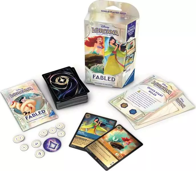 Disney Lorcana: Fabled Starter Deck (Amber & Sapphire, 60 Cards + Booster Pack)
