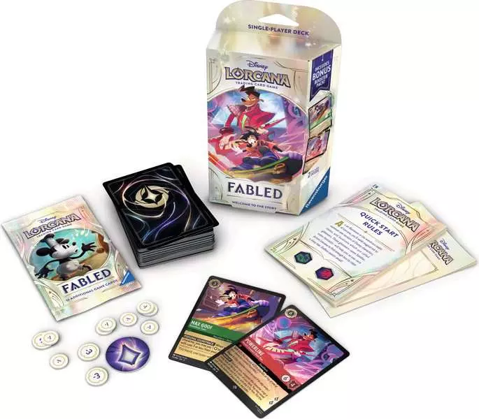 Disney Lorcana: Fabled Starter Deck (Emerald & Ruby, 60 Cards + Booster Pack)