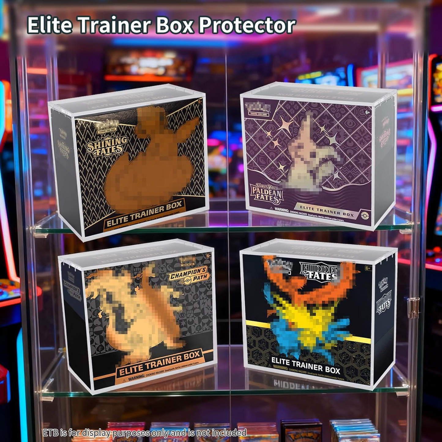 Acrylic Elite Trainer Box Protector Case – Magnetic Closure Display Case for Pokémon ETB (Clear)