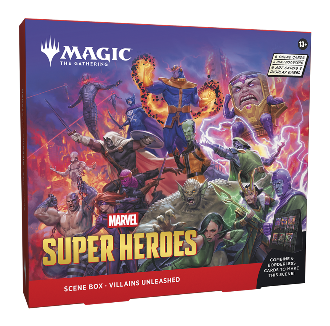 Magic: The Gathering | Marvel Super Heroes Scene Box – Heroes United or Villains Unleashed (3 Play Boosters, English Version)