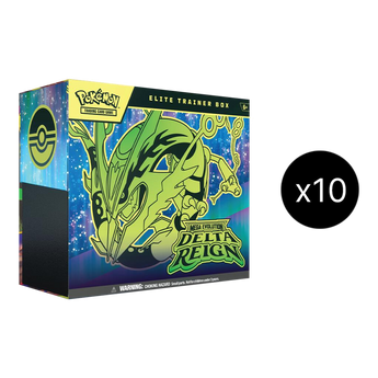 Delta Reign Elite Trainer Box case contents: retail Elite Trainer Box render with original ×10 quantity badge.