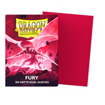 Dragon Shield Fury Matte Dual standard-size sleeves, original One Hundred (100) sleeve packaging and sleeve sample