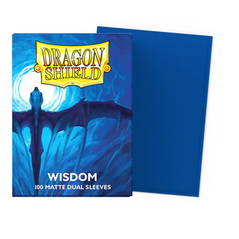 Dragon Shield Wisdom Matte Dual standard-size sleeves, original One Hundred (100) sleeve packaging and sleeve sample