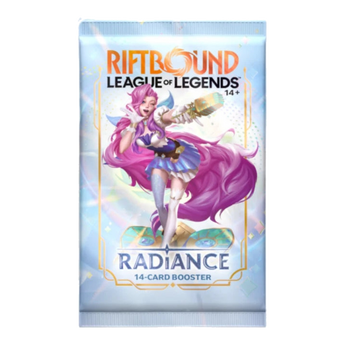 Riftbound Radiance sealed 14-card booster pack with Seraphine packaging. One pack; packaging artwork may vary.