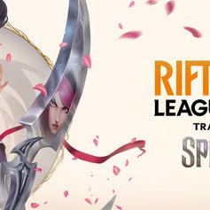 Riftbound: Spiritforged official set artwork featuring Irelia and the Spiritforged logo