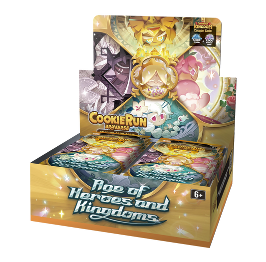 CookieRun Trading Card Game – Age of Heroes and Kingdoms Booster Box (28 Packs + 3 Box Toppers)