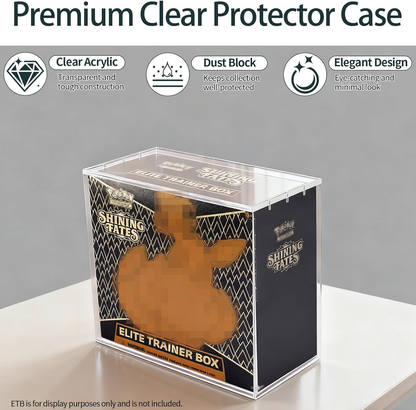 Acrylic Elite Trainer Box Protector Case – Magnetic Closure Display Case for Pokémon ETB (Clear)