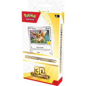 Pokémon TCG 30th Celebration Knock Out Collection — Front packaging with Eevee promo card