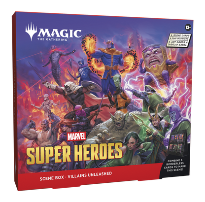 Magic: The Gathering | Marvel Super Heroes Scene Box – Heroes United or Villains Unleashed (3 Play Boosters, English Version)