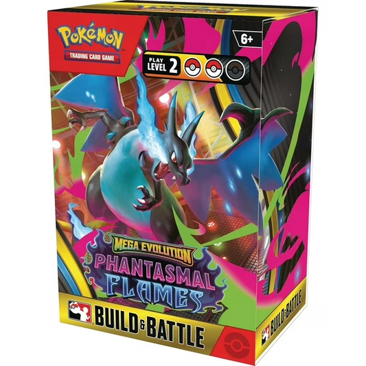 Pokémon TCG: Mega Evolution – Phantasmal Flames Build & Battle Box (4 Booster Packs, ME02 Expansion)
