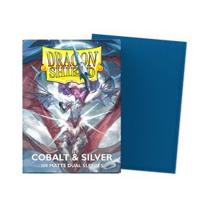 Dragon Shield Cobalt & Silver Matte Dual Sleeves – 100 Count (Standard Size Premium TCG Protection)
