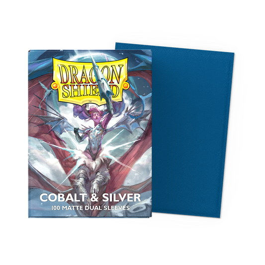 Dragon Shield Cobalt & Silver Matte Dual Sleeves – 100 Count (Standard Size Premium TCG Protection)